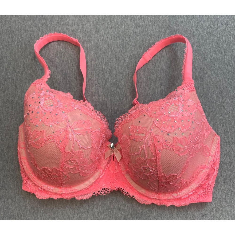 Victorias Secret Bra Women 32DDD Pink Lace Body By Victoria Underwire Lined Demi